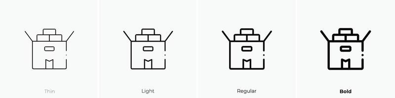 packaging icon. Thin, Light, Regular And Bold style design isolated on white background vector