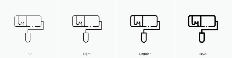 pintura rodillo icono. delgado, luz, regular y negrita estilo diseño aislado en blanco antecedentes vector