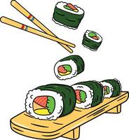 free japanese sushi food vector illustration