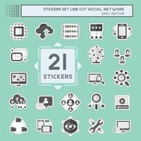 Sticker line cut Set Social Network. related to Internet symbol. simple design illustration vector