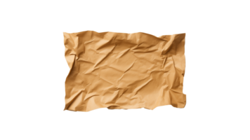 AI generated Long piece of crumpled brown craft paper cut out. Craft crumpled paper on transparent background png