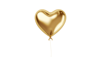 AI generated Golden balloon in heart shape cut out. Gold air balloon in heart on transparent background png