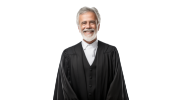 ai généré content avocat Couper dehors. souriant avocat homme personnes âgées âge sur transparent Contexte png