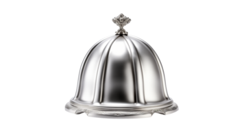 ai gegenereerd zilver cloche besnoeiing uit. voedsel cloche Aan transparant achtergrond png