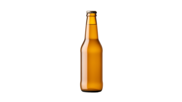 AI generated Bottle of beer cut out front view. Isolated bottle of beer mockup on transparent background png