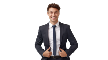 AI generated Happy young businessman cut out. Smiling young business man on transparent background png