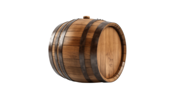 AI generated Wooden oak barrel cut out. Isolated wooden barrel on transparent background png