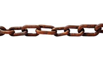 AI generated Isolated rusty chain cut out. Brown rusty chain on transparent background png