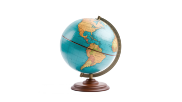 AI generated Realistic globe cut out. Wooden Earth globe on transparent background png