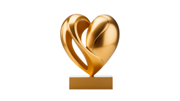 AI generated Golden heart trophy. Golden trophy in heart shape cutout png