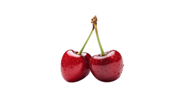 ai généré Cerise fruit Couper dehors. isolé deux Cerise sur transparent Contexte png