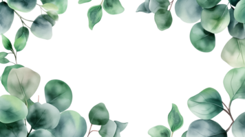 AI generated Herbal leaves frame in watercolor style. Leaves frame cut out png