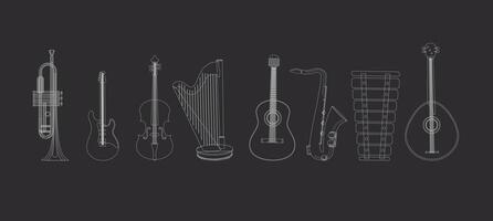 Set of Music Instruments - hand drawn in vector