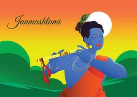 Easy to edit vector illustration of Happy Krishna Janmashtami background