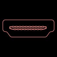 Neon hDMI port socket red color vector illustration image flat style