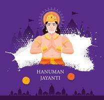 hanuman jayanti poster diseño de papel tapiz, fondo de silueta de dios hindú, banner vectorial vector