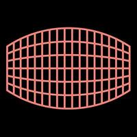 Neon rectangle in projection grid checkered red color vector illustration image flat style