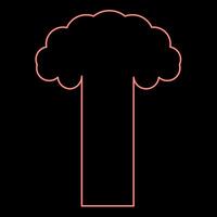 Neon nuclear explosion burst mushroom explosive destruction red color vector illustration image flat style