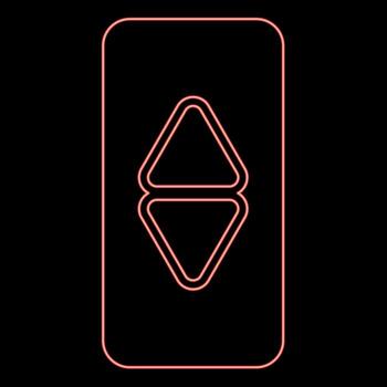 Neon lift button elevator panel up and down each floor with arrow choice red color vector illustration image flat style
