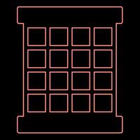 Neon prisoner window grid grate prison jail concept red color vector illustration image flat style