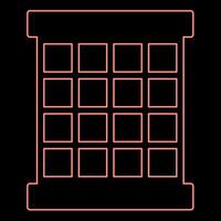 Neon prisoner window grid grate prison jail concept red color vector illustration image flat style