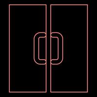 Neon double door exit doorway red color vector illustration image flat style