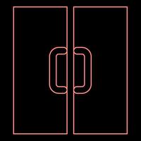 Neon double door exit doorway red color vector illustration image flat style