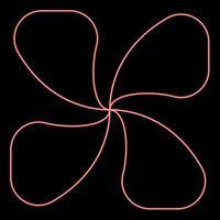 Neon four lobed fan blade paddle vane ventilation blade red color vector illustration image flat style
