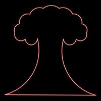 Neon nuclear explosion burst mushroom explosive destruction red color vector illustration image flat style