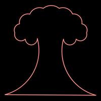 Neon nuclear explosion burst mushroom explosive destruction red color vector illustration image flat style