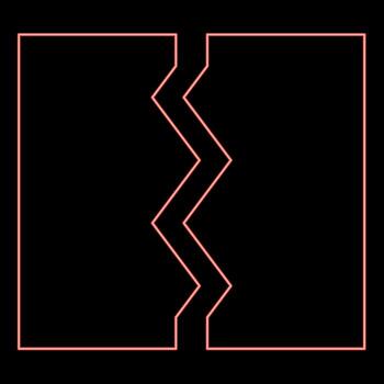 Neon breach broken torn tear object document red color vector illustration image flat style