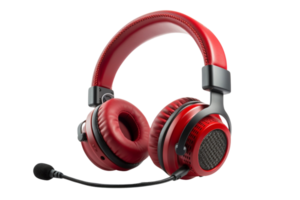 AI generated Red headset on transparent background png image
