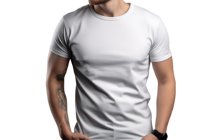 AI generated Man wearing blank white t shirt on transparent background png image