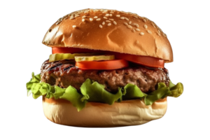 ai generiert köstlich Burger auf transparent Hintergrund png Bild