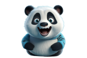 AI generated Happy furry baby panda on transparent background png image