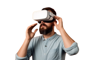 AI generated Man wearing VR headset on transparent background PNG image