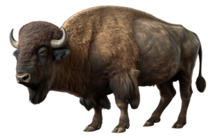 ai generiert Bison mit Hörner auf transparent Hintergrund png Bild