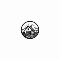 AI generated Farm house line art logo icon design vector