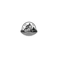 AI generated Farm house line art logo icon design template Illustration vector