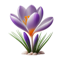 AI generated Beautiful purple crocus flowers isolated on PNG background.