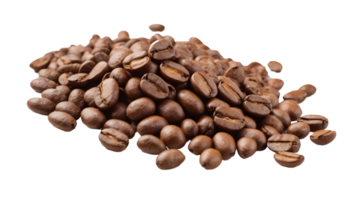 Close up of a pile of coffee beans with transparent background png