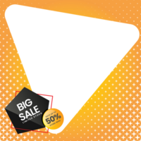 A big sale sign box with a stars pattern yellow and orange background. 300dpi transparent background png