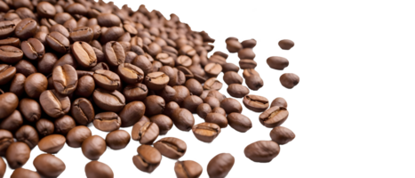 Close up of a pile of coffee beans with transparent background 300dpi png