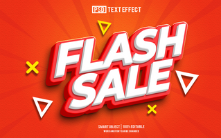 flash sale text effect, font editable, typography, 3d text psd