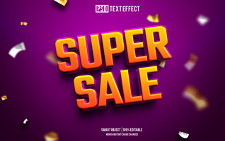 super sale text effect, font editable, typography, 3d text psd