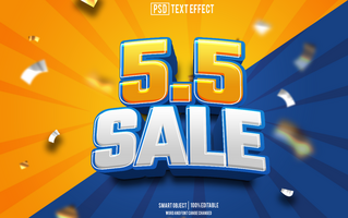 5 5 sale text effect, font editable, typography, 3d text psd