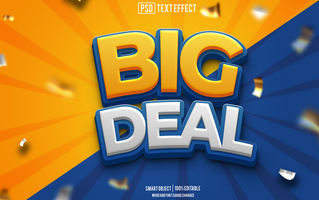 big deal text effect, font editable, typography, 3d text psd