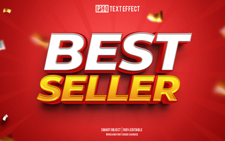 best seller text effect, font editable, typography, 3d text psd
