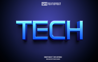tech text effect, font editable, typography, 3d text psd