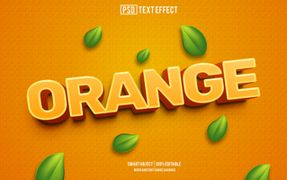 oranje tekst effect, doopvont bewerkbaar, typografie, 3d tekst psd